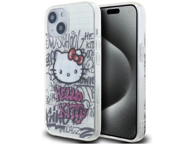 Hello Kitty IML Kitty On Bricks Graffiti case for iPhone 15 - white