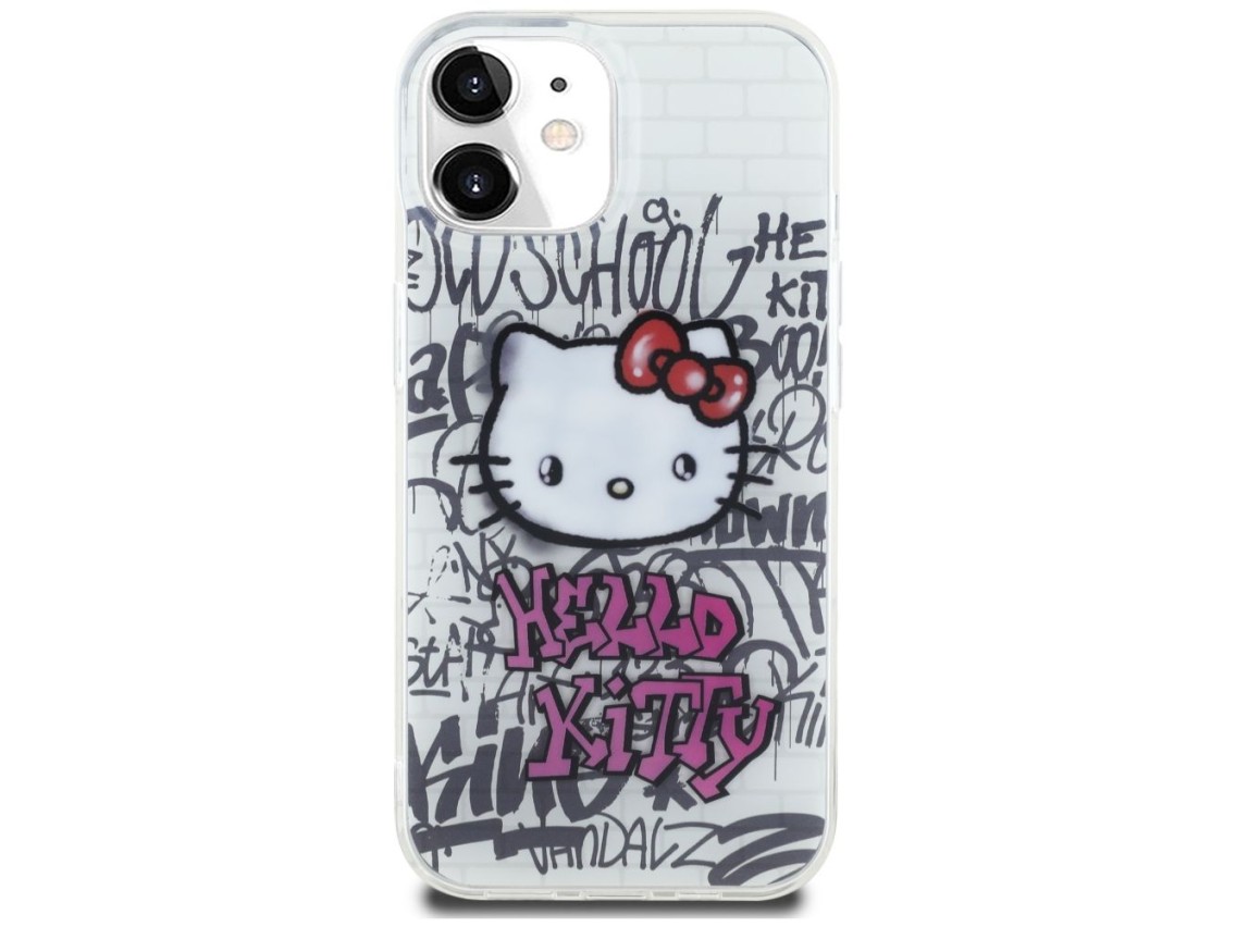 Hello Kitty IML Kitty On Bricks Graffiti case for iPhone 15 - white