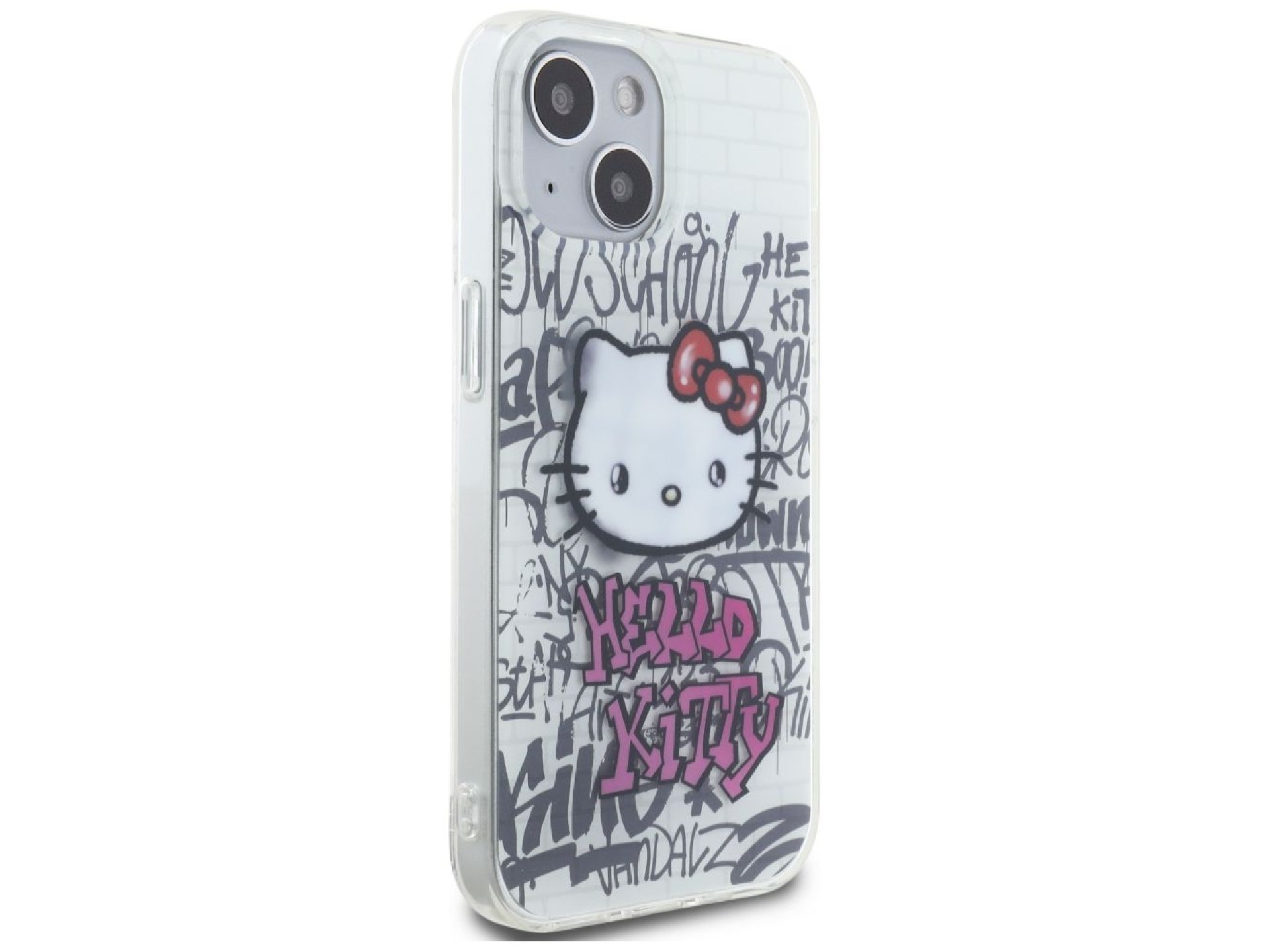 Hello Kitty IML Kitty On Bricks Graffiti case for iPhone 15 - white
