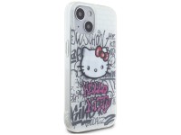 Hello Kitty IML Kitty On Bricks Graffiti case for iPhone 15 - white