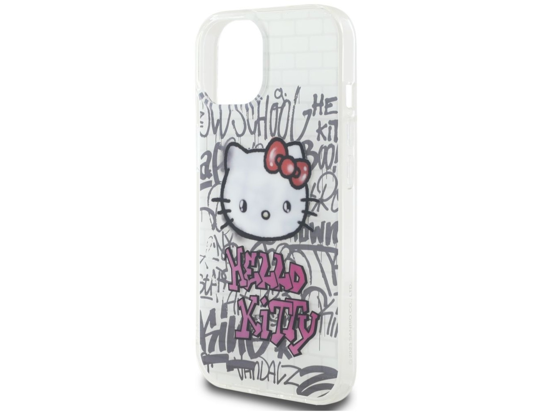 Hello Kitty IML Kitty On Bricks Graffiti case for iPhone 15 - white
