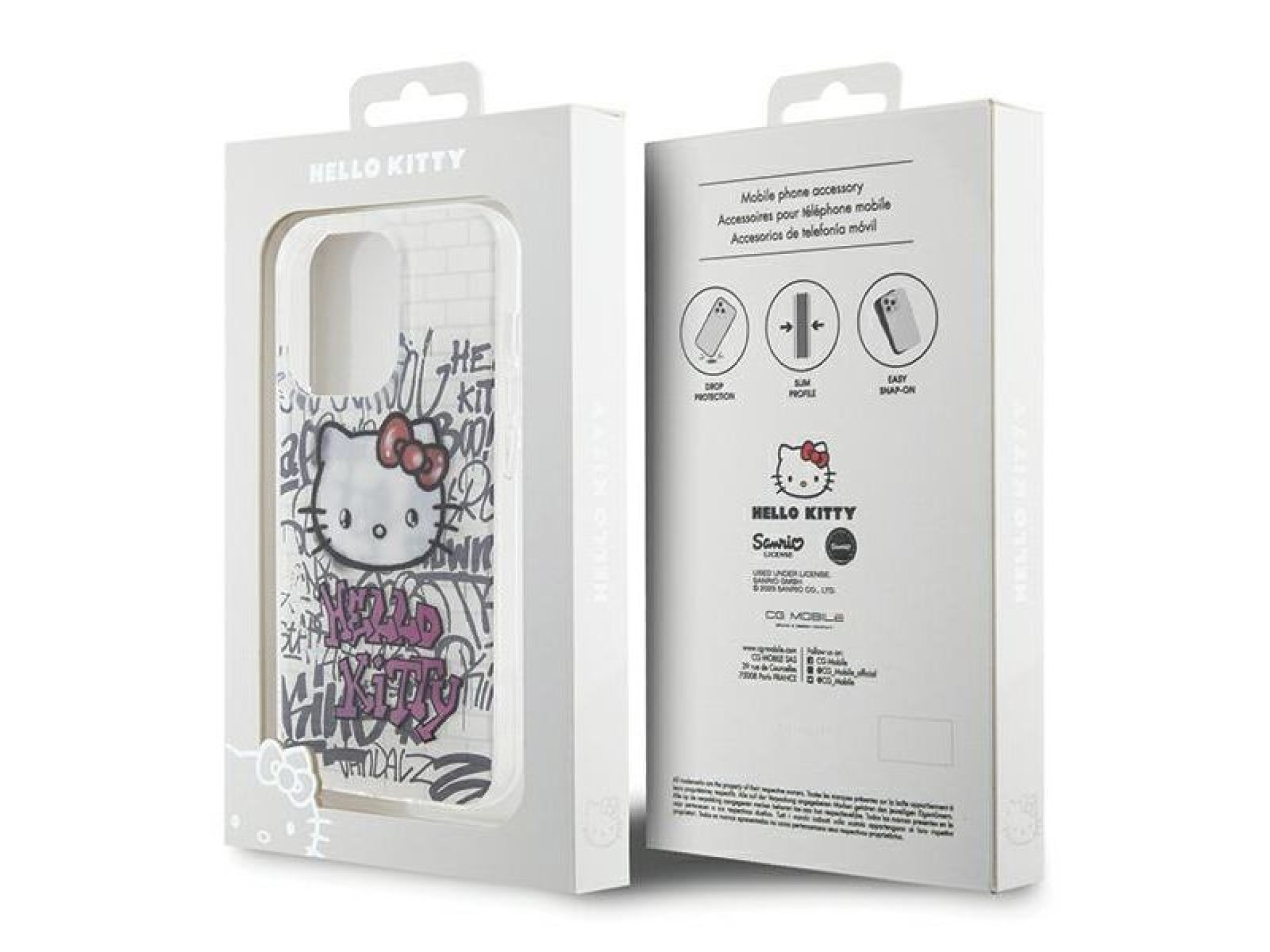 Funda Hello Kitty IML Kitty On Bricks Graffiti para iPhone 15 Pro Max - blanca