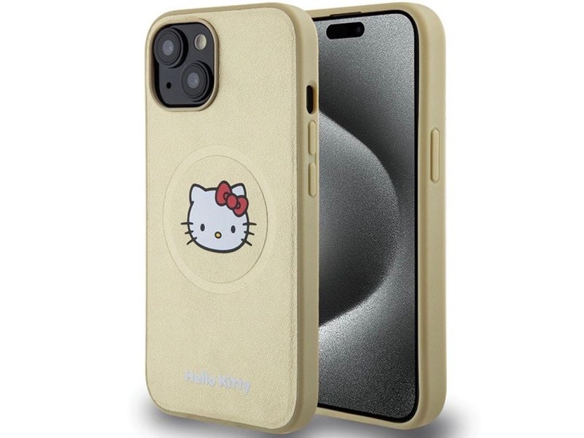 Hello Kitty Leather Kitty Head MagSafe case for iPhone 14 - gold
