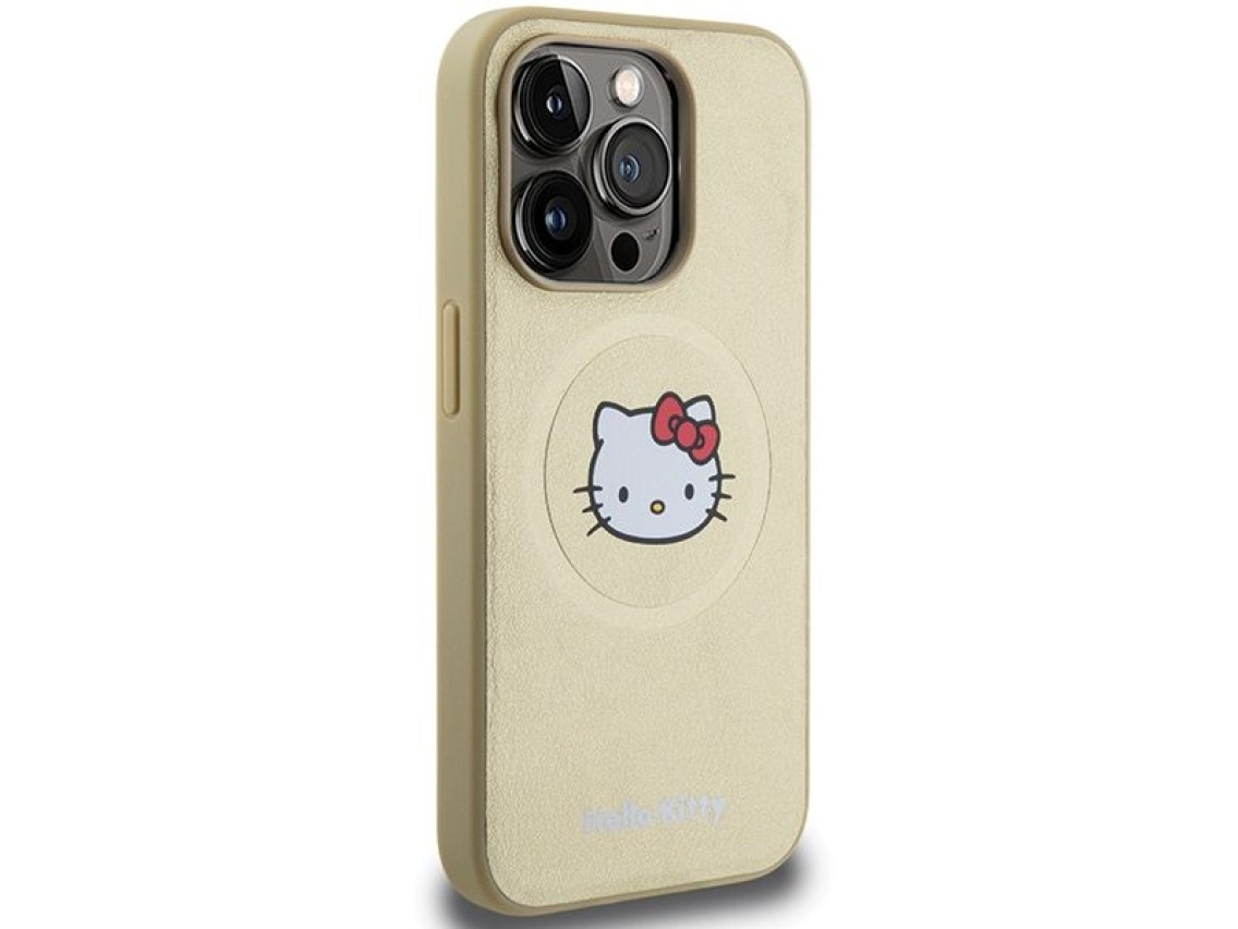 Hello Kitty Leather Kitty Head MagSafe case for iPhone 15 Pro Max - gold