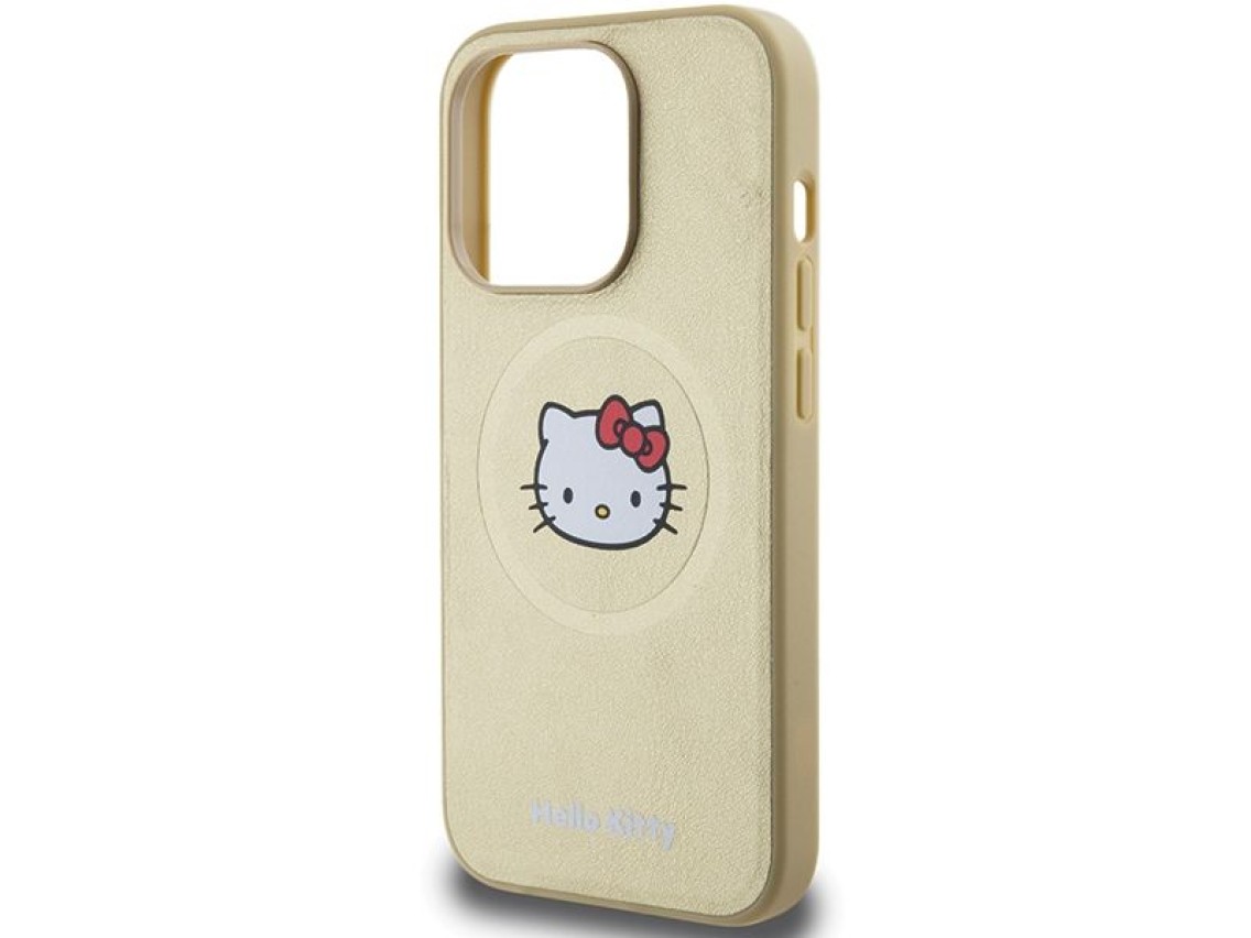 Hello Kitty Leather Kitty Head MagSafe case for iPhone 15 Pro Max - gold