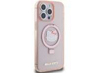 Soporte de anillo Hello Kitty Glitter Electrop Logo Funda MagSafe para iPhone 15 Pro Max - Rosa