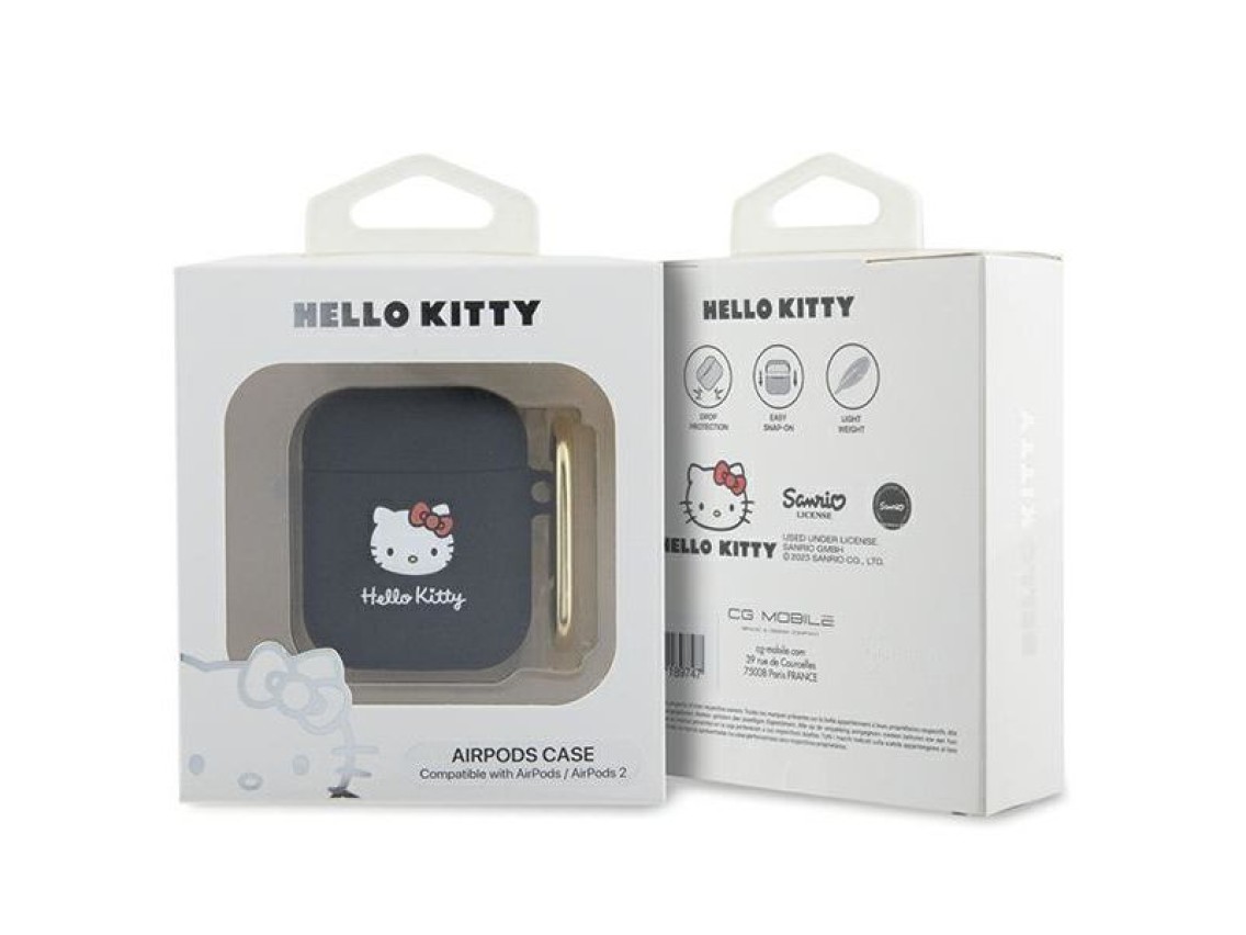 Hello Kitty Silicone 3D Kitty Head case for AirPods 1/2 - black