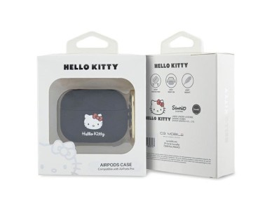 Funda de silicona 3D con cabeza de Hello Kitty para AirPods Pro - negra Funda de silicona 3D con cabeza de Hello Kitty para AirPods Pro - negra