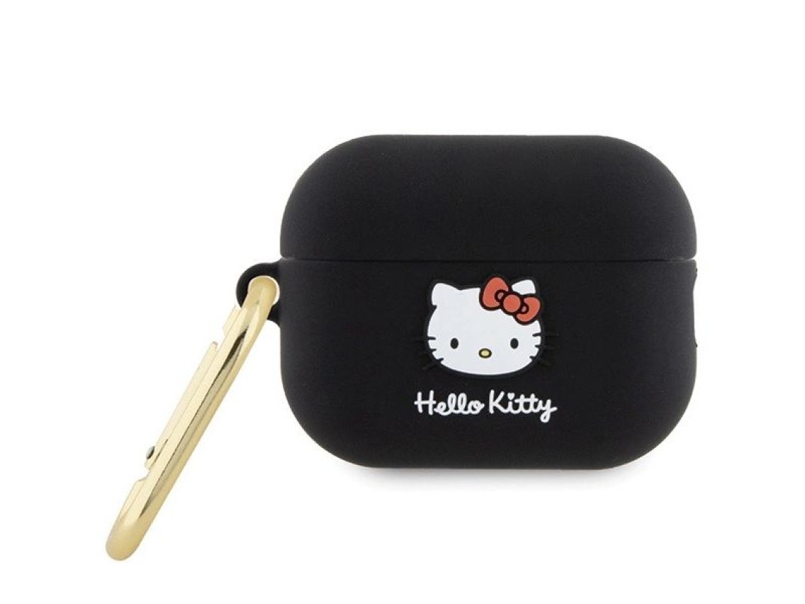 Capa de silicone 3D com a cabeça da Hello Kitty para AirPods Pro 2 (2022/2023) - Preta