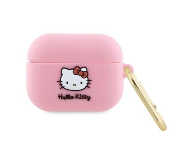 Capa de silicone 3D com a cabeça da Hello Kitty para AirPods Pro - rosa Capa de silicone 3D com a cabeça da Hello Kitty para AirPods Pro - rosa