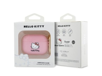 Capa de silicone 3D com a cabeça da Hello Kitty para AirPods Pro - rosa Capa de silicone 3D com a cabeça da Hello Kitty para AirPods Pro - rosa