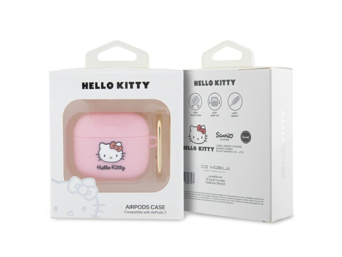 Funda de silicona 3D con cabeza de Hello Kitty para AirPods 3 - rosa