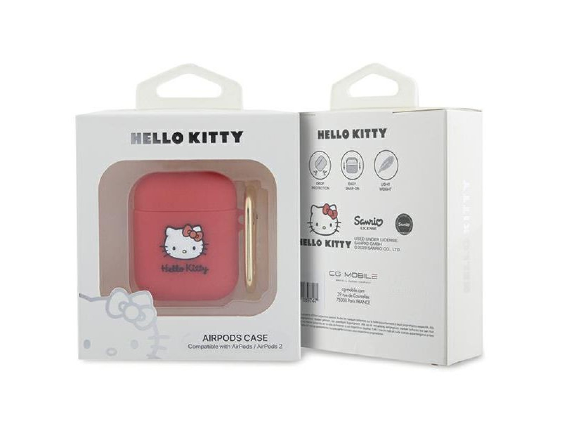 Capa de silicone 3D com a cabeça da Hello Kitty para AirPods 1/2 - fúcsia
