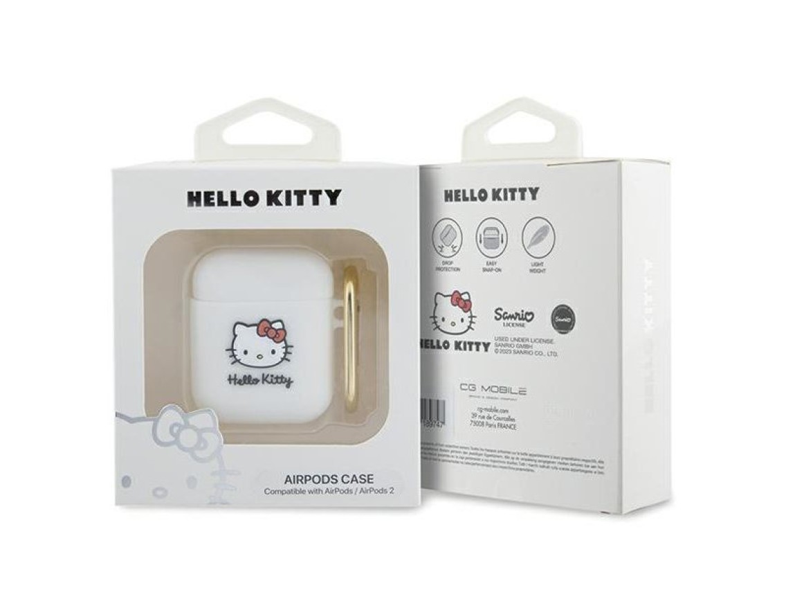 Hello Kitty Silicone 3D Kitty Head case for AirPods 1/2 - white