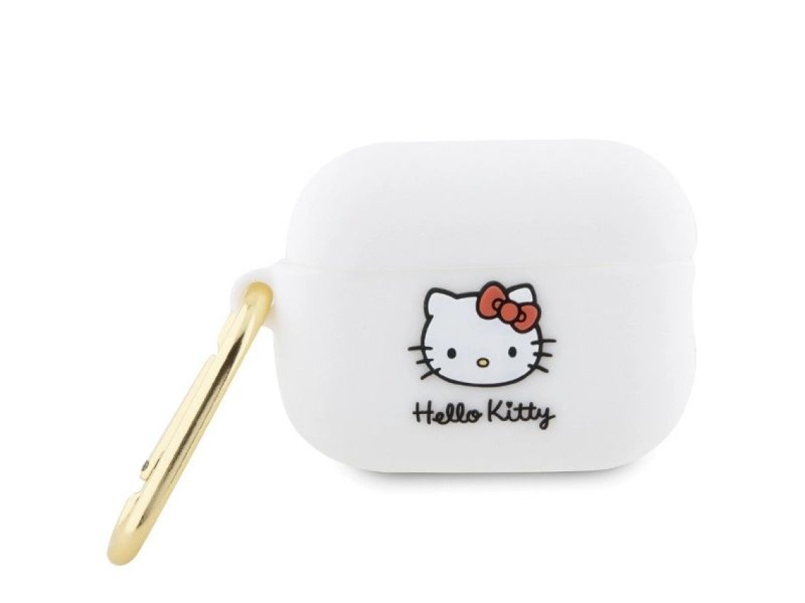 Funda de silicona 3D con cabeza de Hello Kitty para AirPods Pro 2 (2022/2023) - blanca