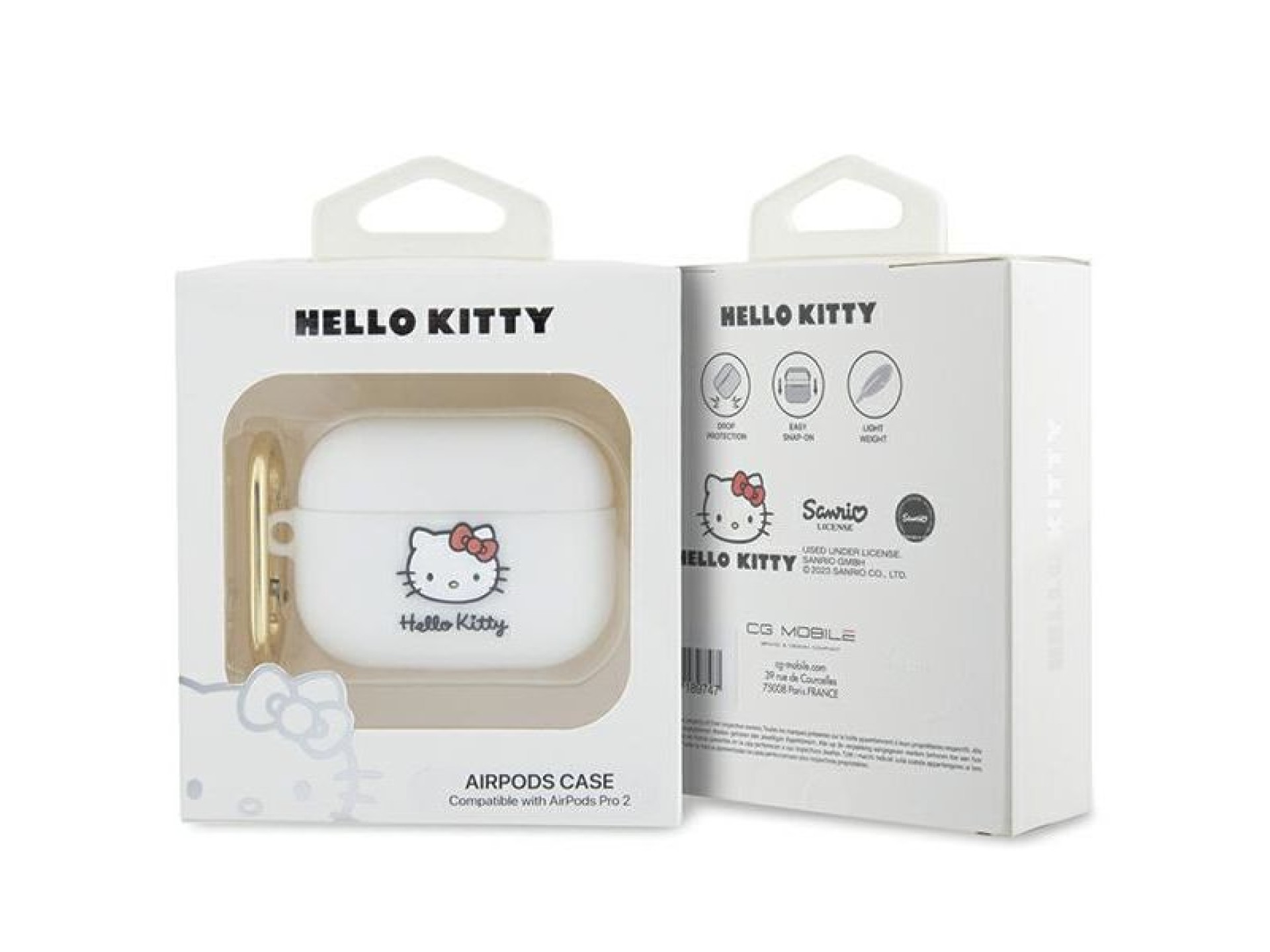 Funda de silicona 3D con cabeza de Hello Kitty para AirPods Pro 2 (2022/2023) - blanca