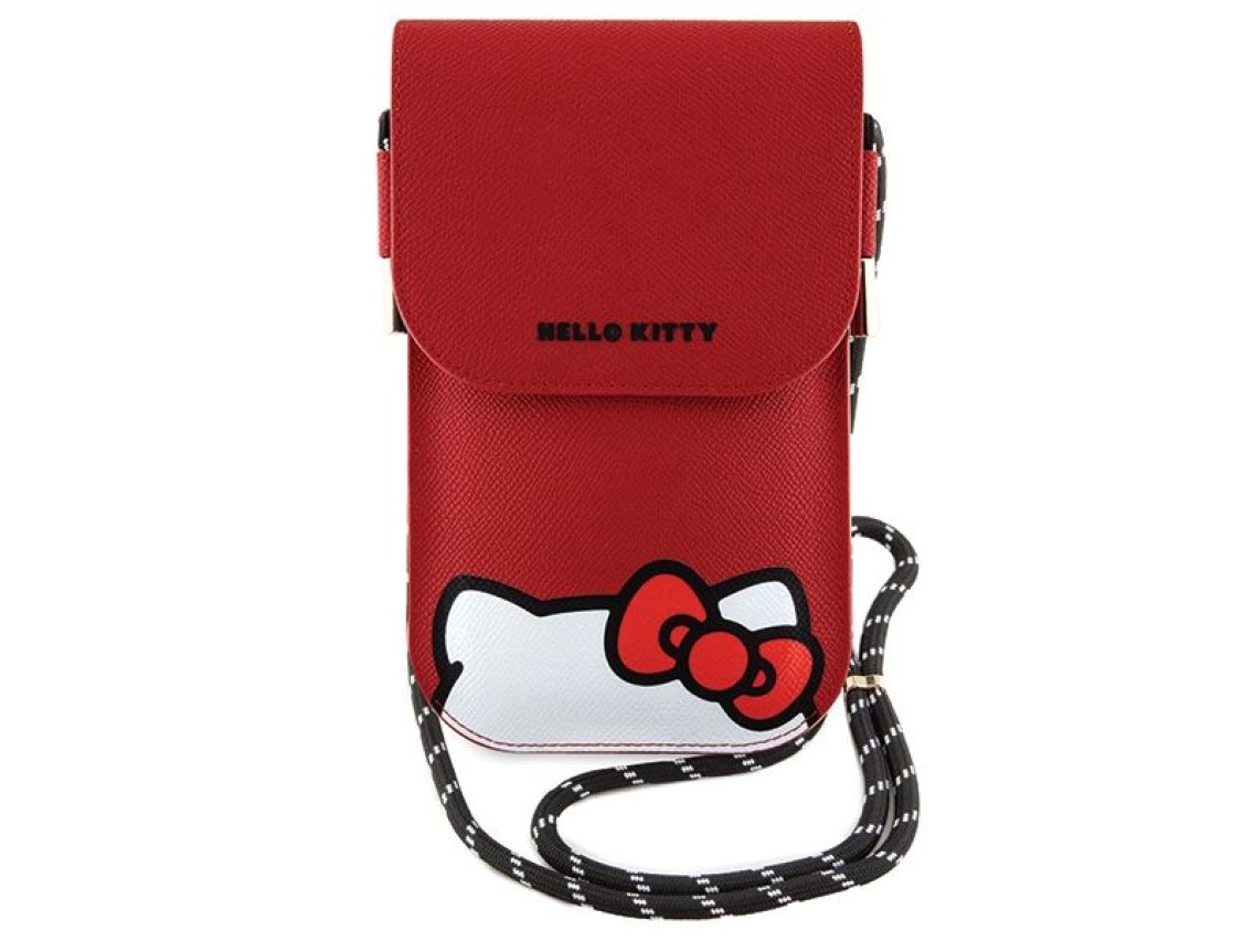 Bolsa Hello Kitty de couro com cordão para esconder gatinhos - vermelha