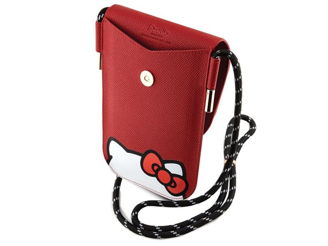 Bolsa Hello Kitty de couro com cordão para esconder gatinhos - vermelha