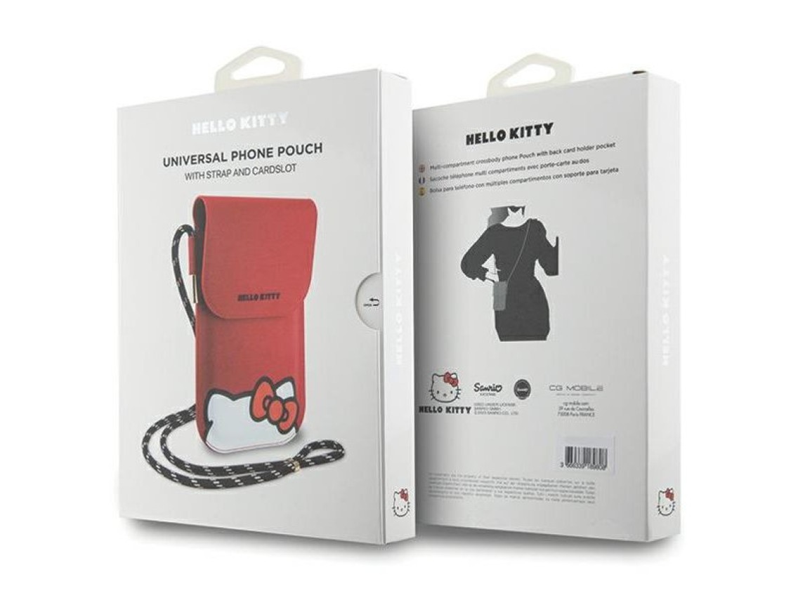 Bolsa Hello Kitty de couro com cordão para esconder gatinhos - vermelha