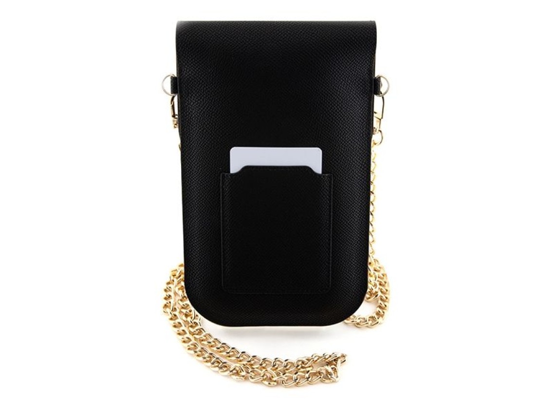 Bolso Hello Kitty de piel con logo metálico y cadena - negro