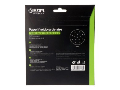 Papel vegetal para air fryer �17cm edm pack 100 uni.