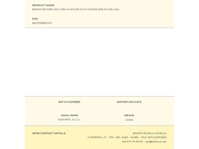 Bridas, nylon, alta calidad, natural, 550 x 8,0 mm, bolsa, 100 uds Bridas, nylon, alta calidad, natural, 550 x 8,0 mm, bolsa, 100 uds
