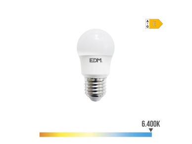 L�mpada esf�rica led e27 8,5w 1000lm 6400k luz fria �4,5x8,6cm edm