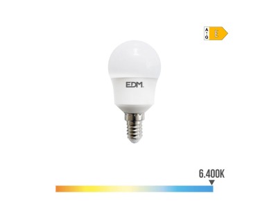 Lâmpada esférica led e14 8,5w 1000lm 6400k luz fria ø4,5x8,8cm edm Lâmpada esférica led e14 8,5w 1000lm 6400k luz fria ø4,5x8,8cm edm