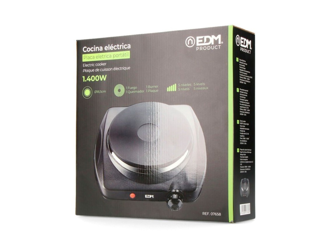 Cozinha eletrica preta 1400w 1 fogo ce/a13 edm
