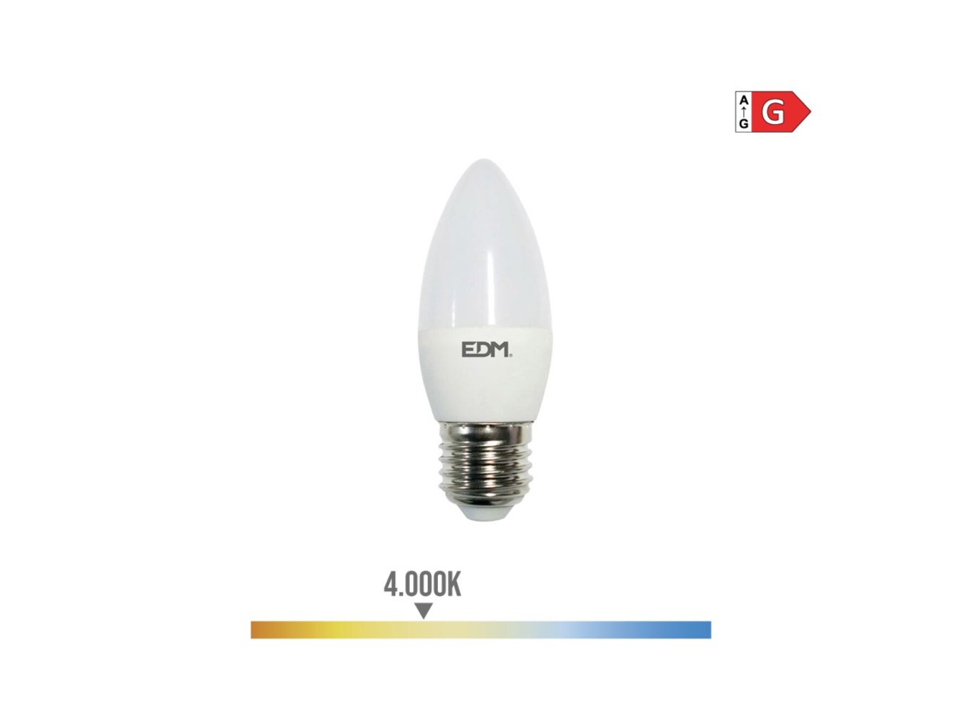 Bombilla vela led e27 5 w 400 lm 4000 k luz dia ø3,5 x 10 cm