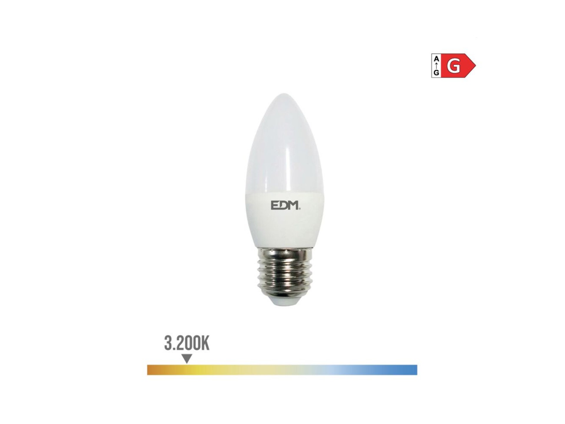 Bombilla vela led e27 5 w 400 lm 3200 k luz calida ø3,5 x 10 cm