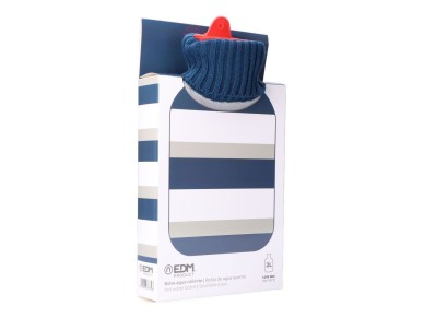Bolsa de agua caliente 2 l modelo rayas azules