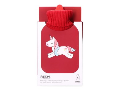 Hot water bag 2 l model red unicorn print