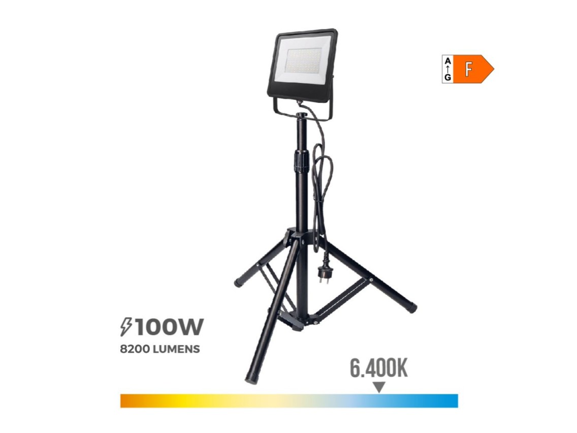 Foco proyector led con trípode black series 100 w 6400 k