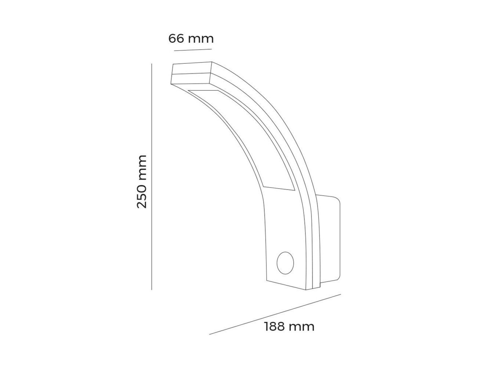 Candeeiro de parede exterior led 10w 1686lm 6400k ip54 6,6x18,8x25cm com sensor de movimento edm