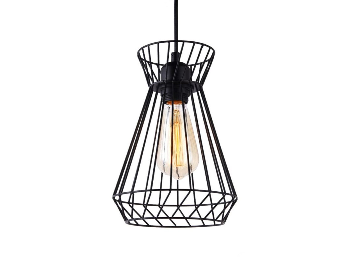 Candeeiro de teto metálico e27 60w cor preto ø19x26x130cm edm