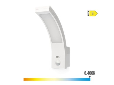 Outdoor led wall light 10w 1686lm 6400k ip54 6.6x18.8x25cm with sensor edm