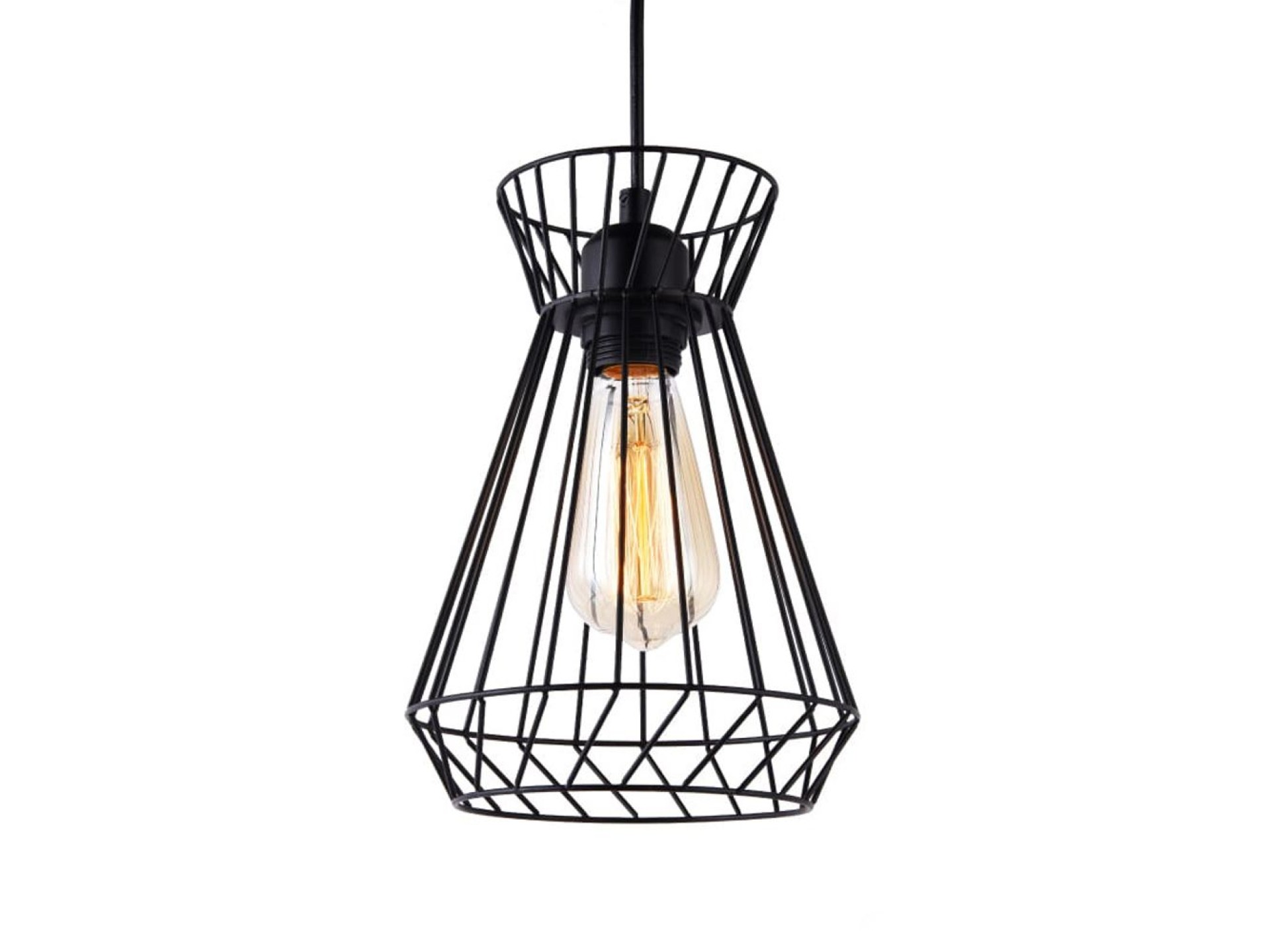 Candeeiro de teto metálico e27 60w cor preto ø19x26x130cm edm