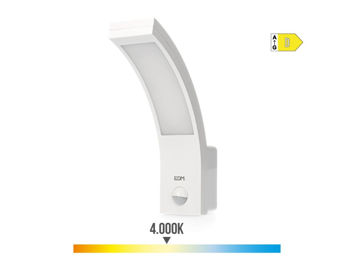 Aplique led con sensor de movimiento 10 w 1654 lm 4000 k ip54 6,6 x 18,8 x 25 cm