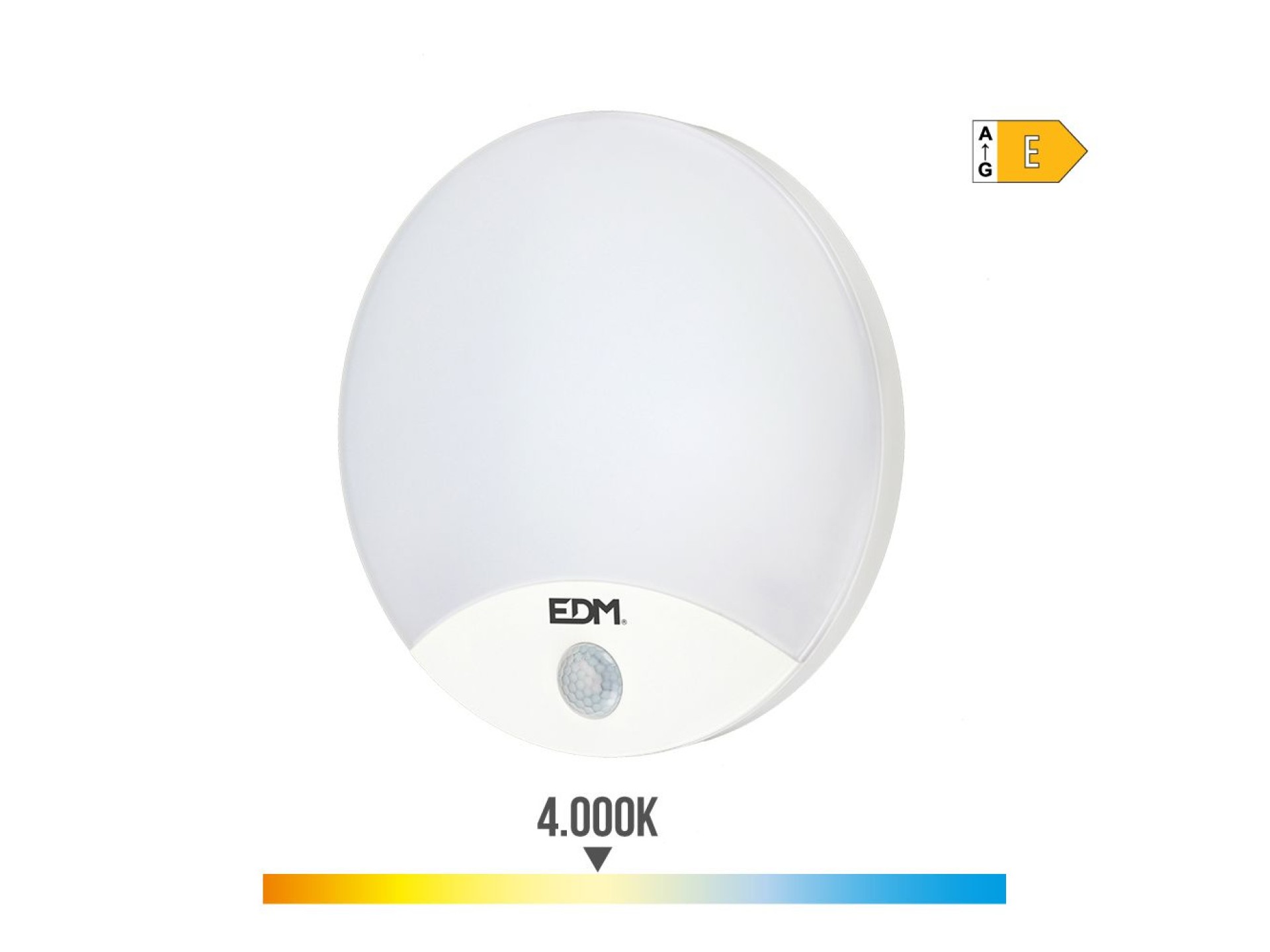 Aplique led redondo con sensor de movimiento 13 w 1850 lm 4000 k ip54 ø25 x 4,9cm