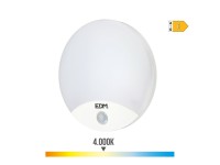 Candeeiro de parede redondo exterior led 13w 1850lm 4000k ip54 �25x4,9cm com sensor de movimento edm