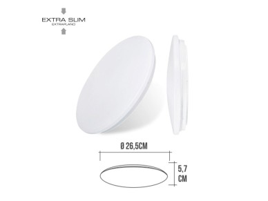 Circular led surface wall light 12 w 4000 k 1160 lm white color ø25 x 6.2 cm Circular led surface wall light 12 w 4000 k 1160 lm white color ø25 x 6.2 cm