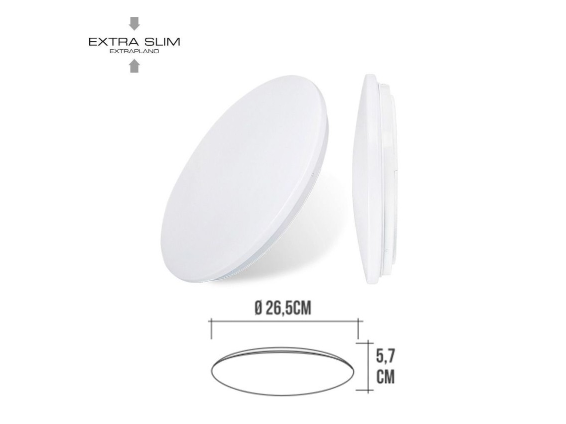 Aplique led circular de superficie 12 w 4000 k 1160 lm ø25 x 6,2 cm