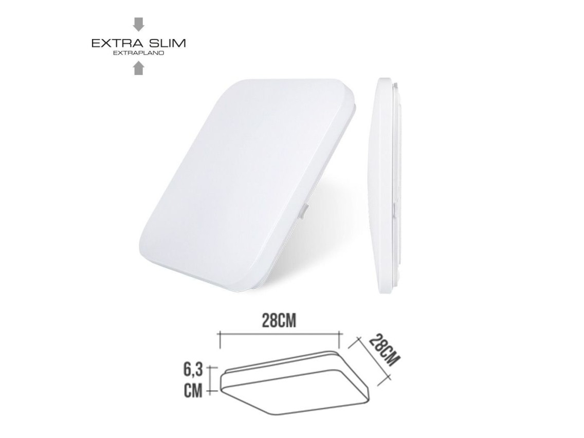 Extra flat square surface led wall light 12 w 6500 k 1160 lm 27,5 x 27,5 x 6,2 cm