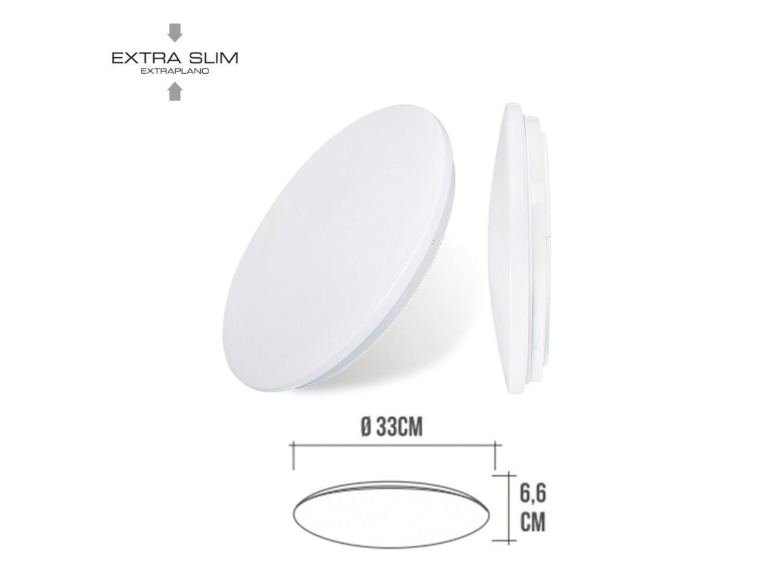 Aplique led circular de superficie 18w 6500 k 1820 lm ø32,5 x 6,2 cm