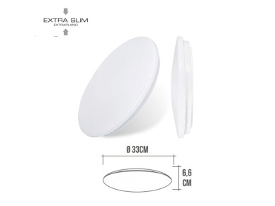 Aplique led circular de superficie 18w 4000 k 1820 lm ø32,5 x 6,2 cm Aplique led circular de superficie 18w 4000 k 1820 lm ø32,5 x 6,2 cm