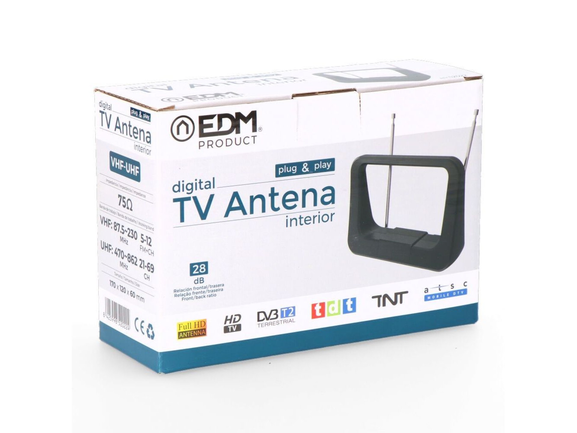 Antena uhf interior tv 470-862 mhz classic series 170x120x60mm
