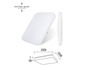 Aplique led cuadrado extraplano de superficie 18 w 4000 k 1820 lm 33 x 33 x 6,9 cm