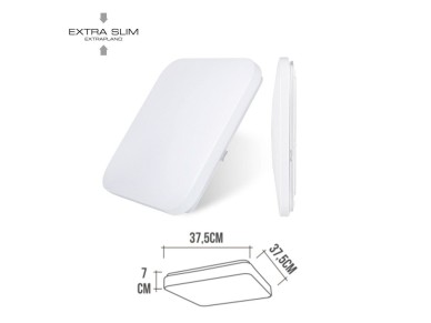 Aplique led cuadrado extraplano de superficie 24 w 6500 k 2490 lm 36,7 x 36,7 x 6,2 cm