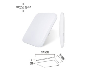Aplique led cuadrado extraplano de superficie 24 w 4000 k 2490 lm 36,7 x 36,7 x 6,2 cm